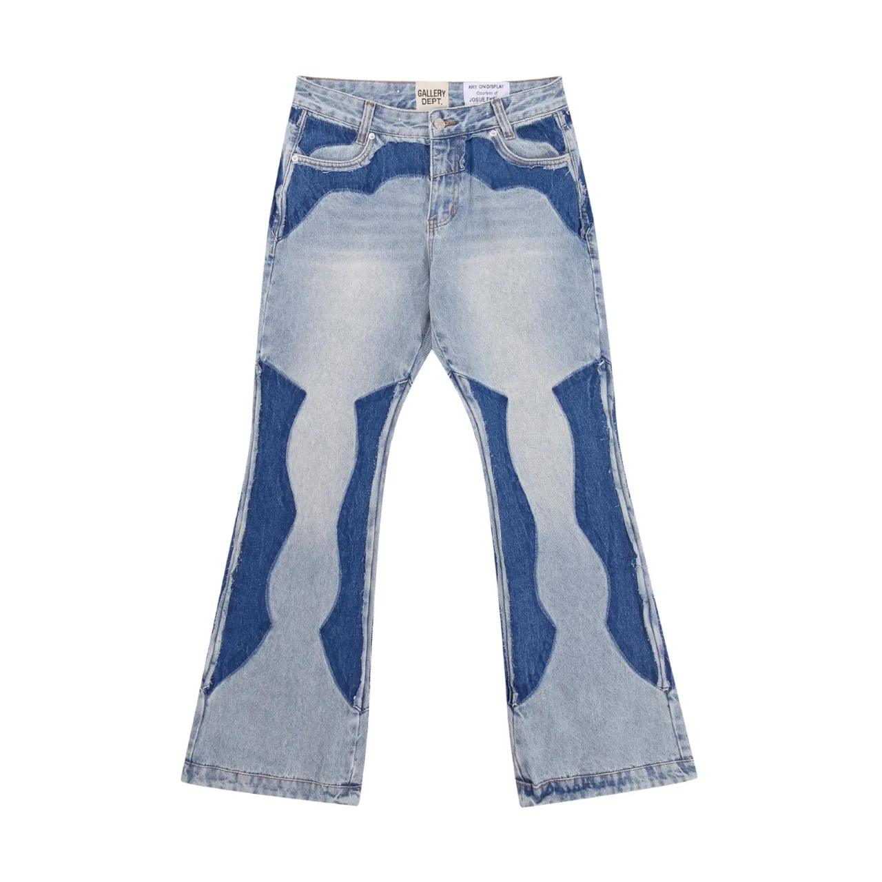 665#Gallery Dept new style washed blue heavy-duty splicing bootcut jeans American high street casual trousers washed blue S~XL p300